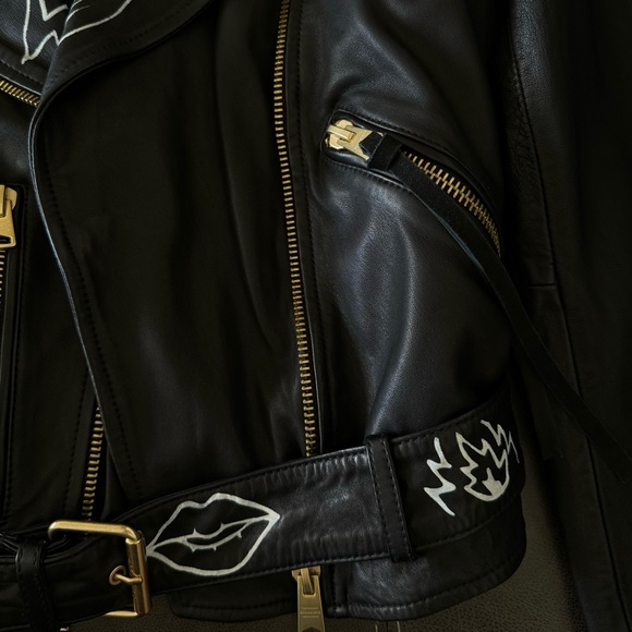 AllSaints Exclusive Pre-Customized Balfern Belted Hem Leather Biker Jacket - Picture 5 of 10